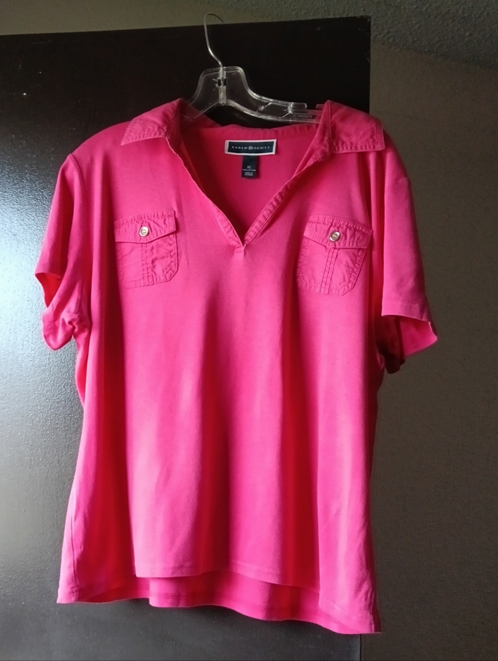 Charter Club Hot Pink Polo Shirt with Pocket Flaps